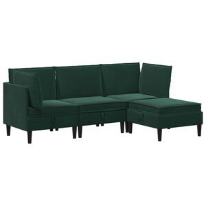 vidaXL Nappali b&uacute;tor szett p&aacute;rn&aacute;val t&aacute;rol&oacute;val 4 pcs S&ouml;t&eacute;tz&ouml;ld B&aacute;rsony