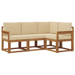vidaXL K&uuml;lt&eacute;ri kanap&eacute; szett p&aacute;rn&aacute;val 4 pcs Term&eacute;szetes &eacute;s b&eacute;zs