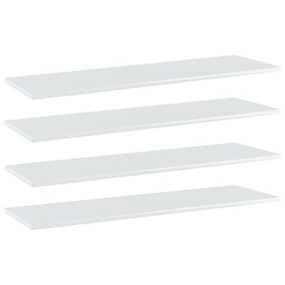 vidaXL 4 db magasfényű fehér forgácslap könyvespolc 100 x 30 x 1,5 cm