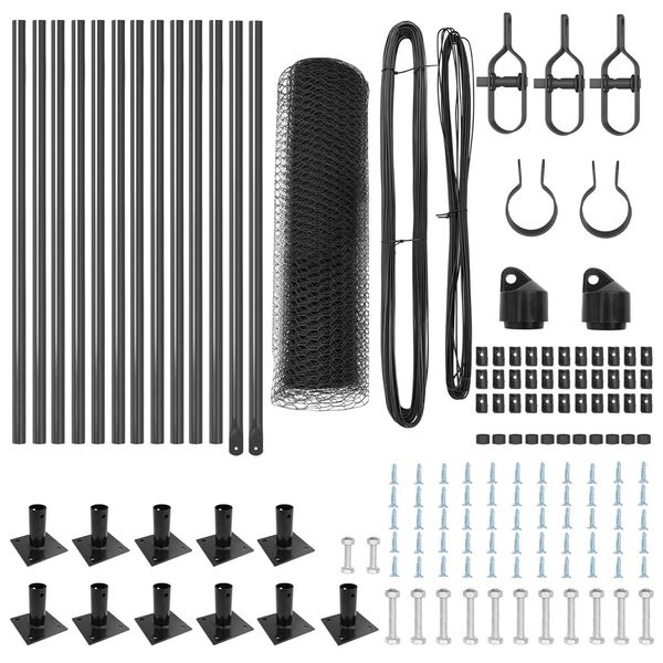 vidaXL Ker&iacute;t&eacute;soszlop Sz&uuml;rke 25 x 0,6 m (13 mm h&aacute;l&oacute;) Ac&eacute;l &eacute;s PVC