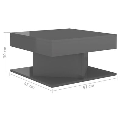 vidaXL magasfényű szürke forgácslap dohányzóasztal 57 x 57 x 30 cm