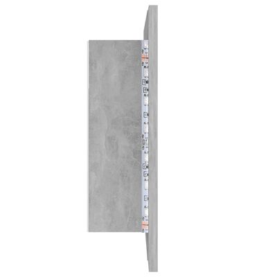vidaXL betonszürke akril LED-es tükrös fürdőszobaszekrény 60x12x45 cm