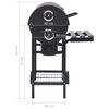 vidaXL fekete acél hengeres grillsütő kerékkel és polccal 115x85x95 cm