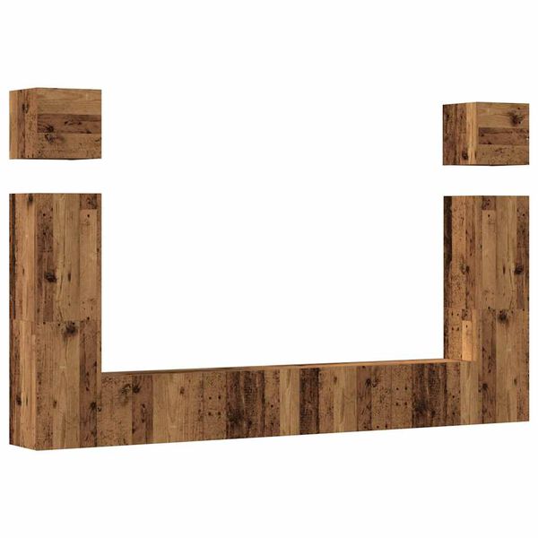 vidaXL 6 r&eacute;szes antik fa sz&iacute;nű szerelt fa fali TV-szekr&eacute;nyszett