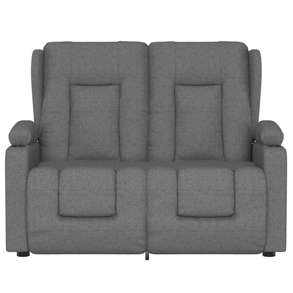 vidaXL 2 személyes világosszürke szövet masszázsfotel pohártartóval