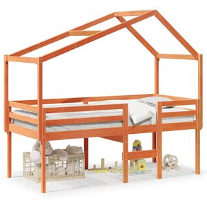 vidaXL viaszbarna t&ouml;m&ouml;r fenyőfa magas&iacute;tott &aacute;gy tetővel 75 x 190 cm
