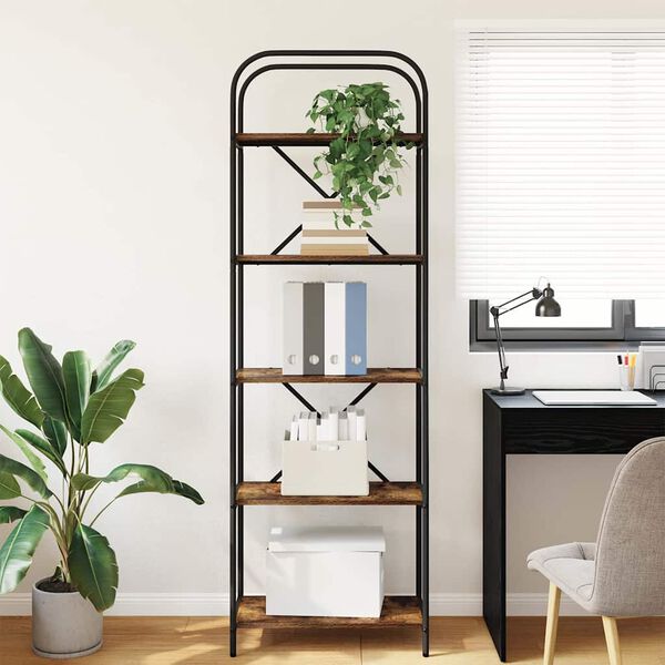 vidaXL K&ouml;nyvespolc F&uuml;st&ouml;lt t&ouml;lgy 60 x 30 x 183 cm Faanyag