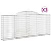 vidaXL 3 db &iacute;ves horganyzott vas gabion kos&aacute;r 300x30x120/140 cm