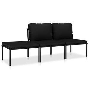 vidaXL 3 r&eacute;szes fekete PVC kerti &uuml;lőgarnit&uacute;ra p&aacute;rn&aacute;kkal