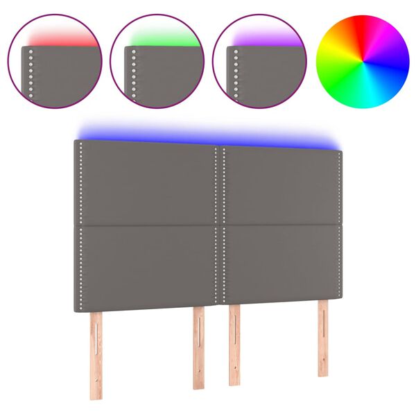 vidaXL sz&uuml;rke műbőr LED-es fejt&aacute;mla 144x5x118/128 cm