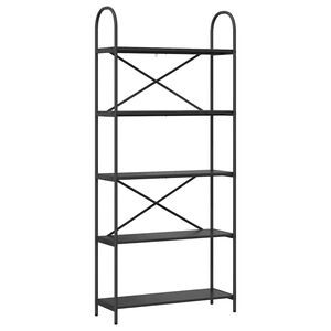 vidaXL K&ouml;nyvespolc 5 szintes 80 x 30 x 183 cm Szerelt fa Fekete t&ouml;lgy