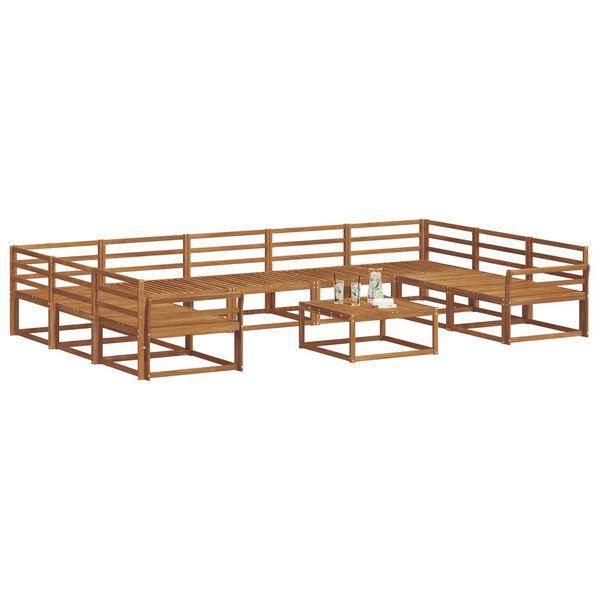 vidaXL K&uuml;lt&eacute;ri kanap&eacute; szett 10 pcs Term&eacute;szetes T&ouml;m&ouml;r Ak&aacute;cfa