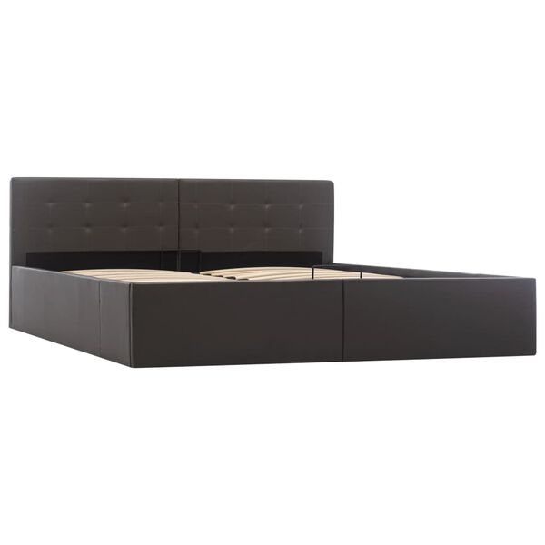 vidaXL szürke műbőr ágykeret hidraulikus ágyneműtartóval 160 x 200 cm