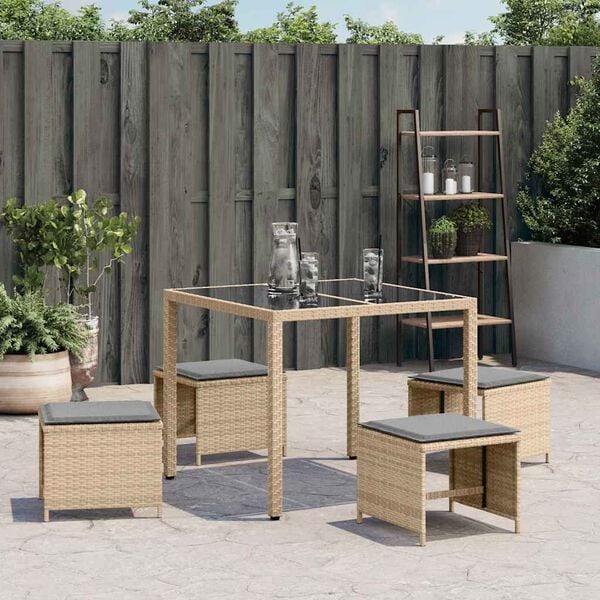 vidaXL 4 db vegyes b&eacute;zs polyrattan kerti sz&eacute;k p&aacute;rn&aacute;val 41 x 41 x 36 cm
