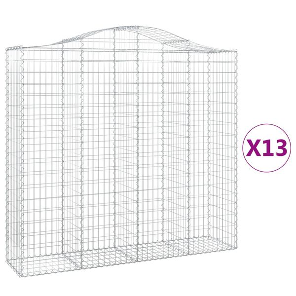 vidaXL 13 db &iacute;ves horganyzott vas gabion kos&aacute;r 200x50x180/200 cm