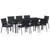 vidaXL Kert &eacute;tkező szett 9 pcs Fekete &eacute;s Sz&uuml;rke PE Rattan