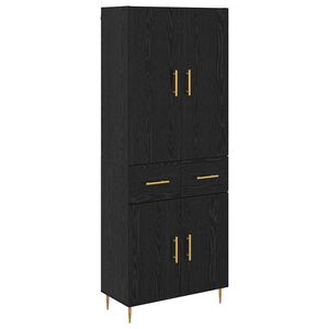 vidaXL Magasfi&uacute; fi&oacute;kkal Fekete t&ouml;lgy 69,5 x 34 x 180 cm Faanyag