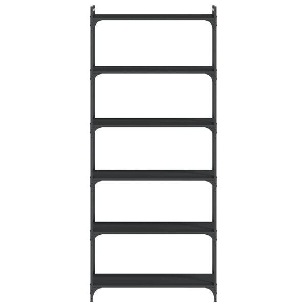 vidaXL 6 szintes fekete szerelt fa k&ouml;nyvespolc 80 x 30 x 188 cm