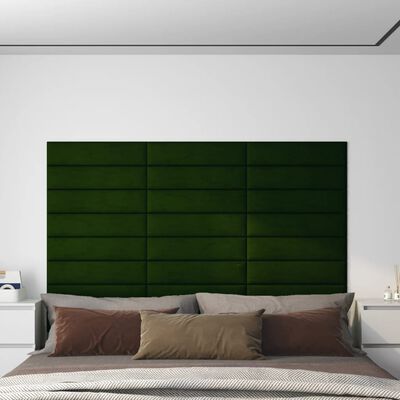 vidaXL 12 db sötétzöld bársony fali panel 60x15 cm 1,08 m²
