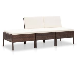 vidaXL 3-r&eacute;szes barna polyrattan kerti &uuml;lőgarnit&uacute;ra p&aacute;rn&aacute;kkal
