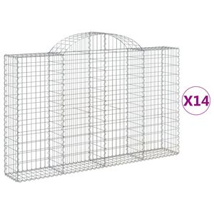 vidaXL 14 db &iacute;ves horganyzott vas gabion kos&aacute;r 200x30x120/140 cm