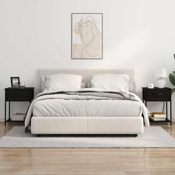 vidaXL &Eacute;jjeliszekr&eacute;ny fi&oacute;kkal Fekete t&ouml;lgy 42 x 41 x 56 cm Faanyag