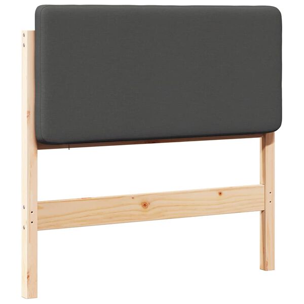 vidaXL Kárpitozott fejtámla Barna és sötétszürke 75 cm Tömör fenyőfa