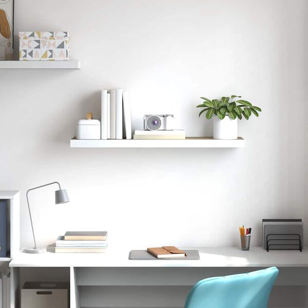 vidaXL feh&eacute;r-t&ouml;lgysz&iacute;nű MDF lebegő fali polc 90 x 23,5 x 3,8 cm