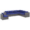 vidaXL 7 r&eacute;szes sz&uuml;rke polyrattan kerti &uuml;lőgarnit&uacute;ra p&aacute;rn&aacute;kkal