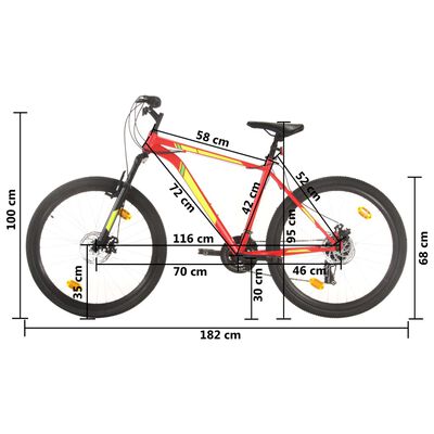 vidaXL 21 sebességes piros mountain bike 27,5 hüvelykes kerékkel 42 cm