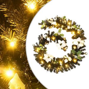 vidaXL fekete PVC kar&aacute;csonyi f&uuml;z&eacute;r LED-ekkel 2,7 m