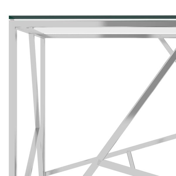 vidaXL ez&uuml;stsz&iacute;nű &uuml;veg &eacute;s rozsdamentes ac&eacute;l doh&aacute;nyz&oacute;asztal 55x55x55 cm