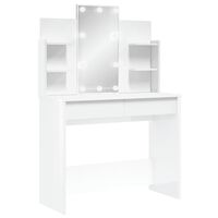 vidaXL magasfényű fehér fésülködőasztal LED-del 96x40x142 cm