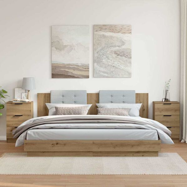 vidaXL 2 db k&eacute;zműves t&ouml;lgy sz&iacute;nű szerelt fa &eacute;jjeliszekr&eacute;ny 40x36x65 cm