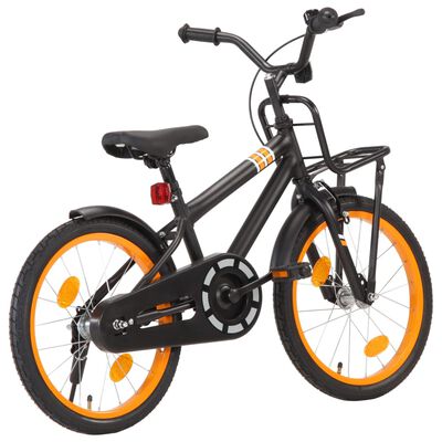 vidaXL fekete és narancssárga gyerekkerékpár elülső hordozóval 18"