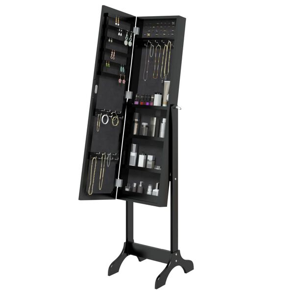 vidaXL fekete szabadon álló tükör 34 x 37 x 146 cm