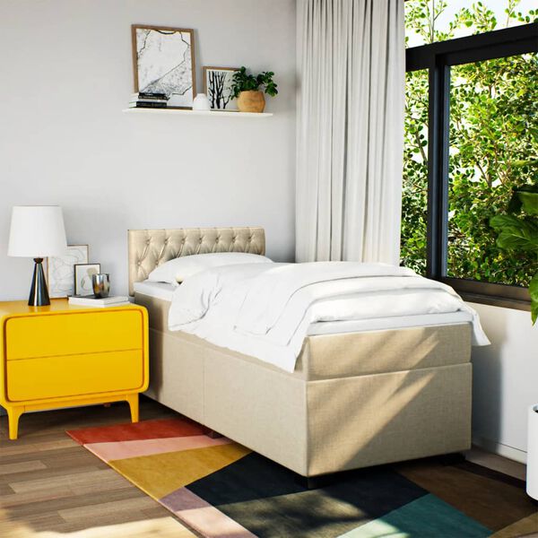 vidaXL krémszínű szövet rugós ágy matraccal 100 x 200 cm