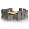vidaXL 11 r&eacute;szes sz&uuml;rke polyrattan kerti &eacute;tkezőgarnit&uacute;ra