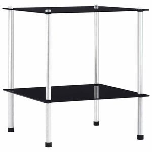 vidaXL 2 szintes fekete edzett &uuml;veg polc 40 x 40 x 47 cm
