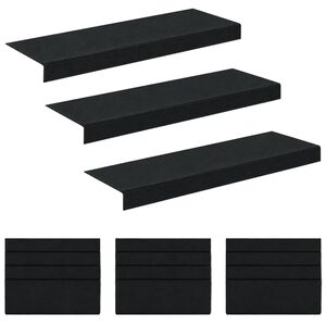 vidaXL L&eacute;pcsőszőnyegek 15 db 65 x 21 x 4 cm S&ouml;t&eacute;tsz&uuml;rke Poli&eacute;szter