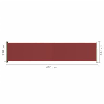 vidaXL piros kihúzható oldalsó terasznapellenző 140 x 600 cm