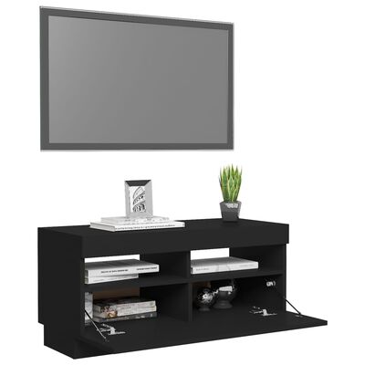 vidaXL fekete TV-szekrény LED-lámpákkal 80 x 35 x 40 cm
