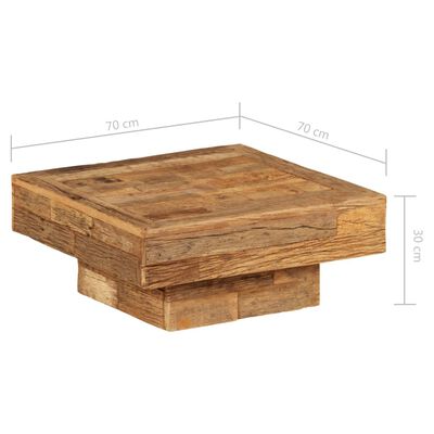 vidaXL tömör újrahasznosított fa dohányzóasztal 70 x 70 x 30 cm