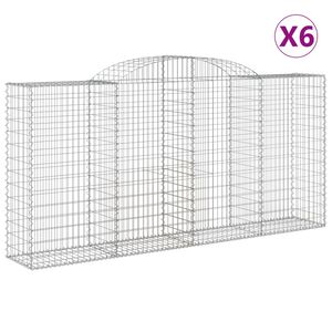 vidaXL 6 db &iacute;ves horganyzott vas gabion kos&aacute;r 300x50x140/160 cm
