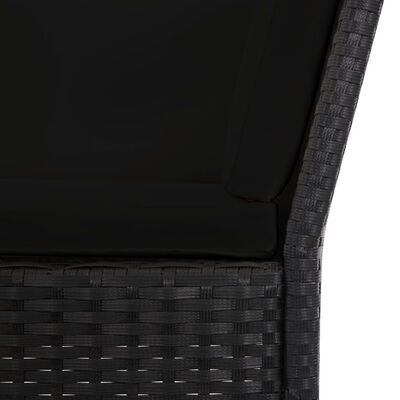 vidaXL 6-részes fekete polyrattan kerti bútorszett párnákkal