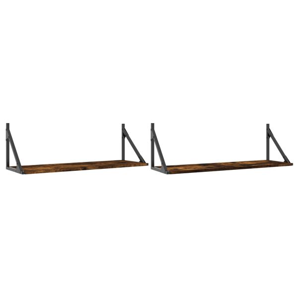 vidaXL 2 db f&uuml;st&ouml;s t&ouml;lgy sz&iacute;nű szerelt fa fali polc 80 x 25 x 25,5 cm