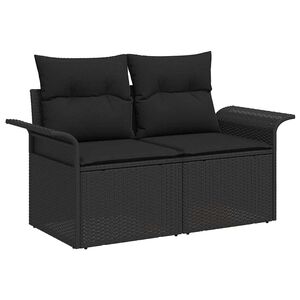 vidaXL Kerti kanap&eacute; p&aacute;rn&aacute;val Fekete 141 x 62 x 69 cm polirattan
