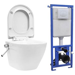 vidaXL feh&eacute;r ker&aacute;mia falra szerelhető perem n&eacute;lk&uuml;li WC tart&aacute;ly
