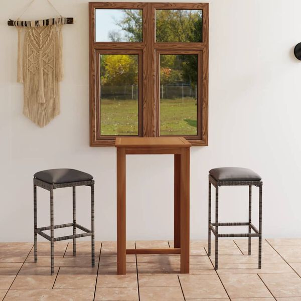 vidaXL 3 r&eacute;szes sz&uuml;rke kerti b&aacute;rszett p&aacute;rn&aacute;kkal