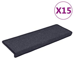 vidaXL 15 db s&ouml;t&eacute;tsz&uuml;rke &eacute;s k&eacute;k l&eacute;pcsőszőnyeg, t&eacute;glalap alak&uacute; sz&eacute;llel, 65 x 21 x 4 cm